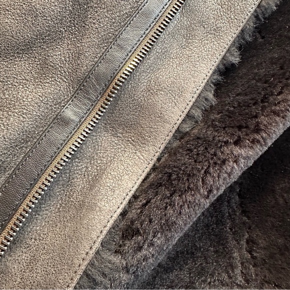 Pierotucci Espresso Lamb Shearling Leather Pilot Aviator Flight Jacket - Picture 9 of 16